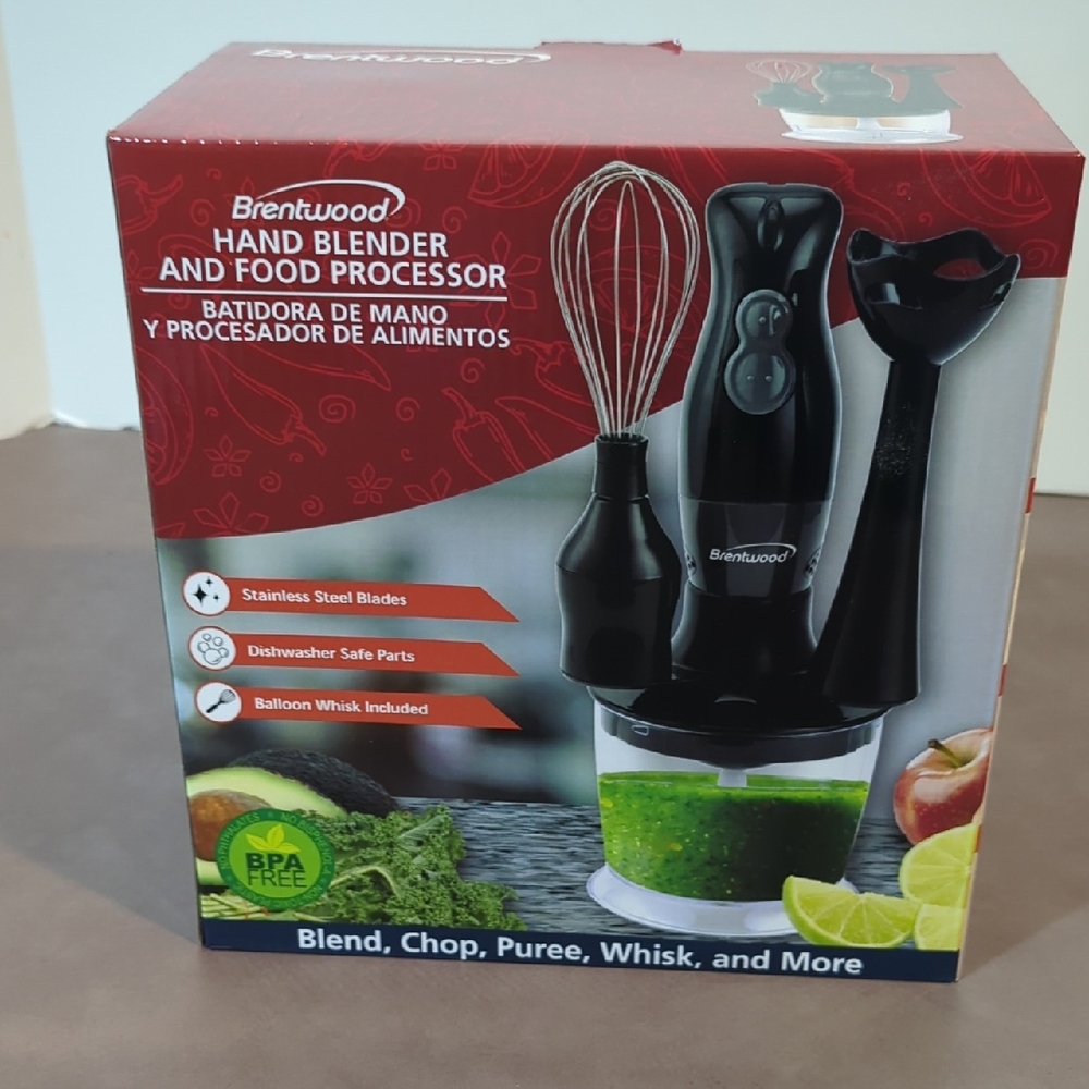 Brentwood Hand Blender and Food Processor Black New in Box
